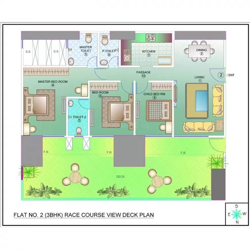 Floor plan of 3 BHK 896 Sq. Ft. Apartment in Nathni Height, Mumbai