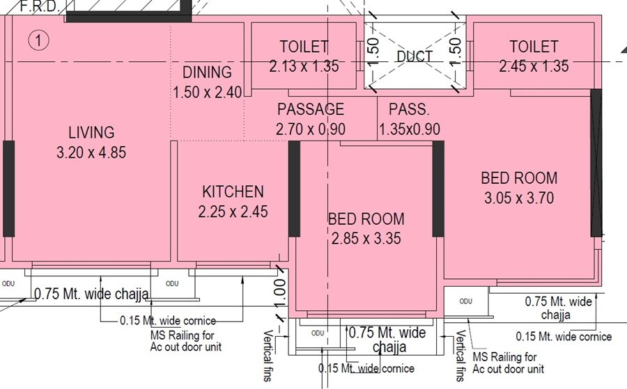 Floor plan of 2 BHK 518 Sq. Ft. Apartment in Navish Bliss, Mumbai