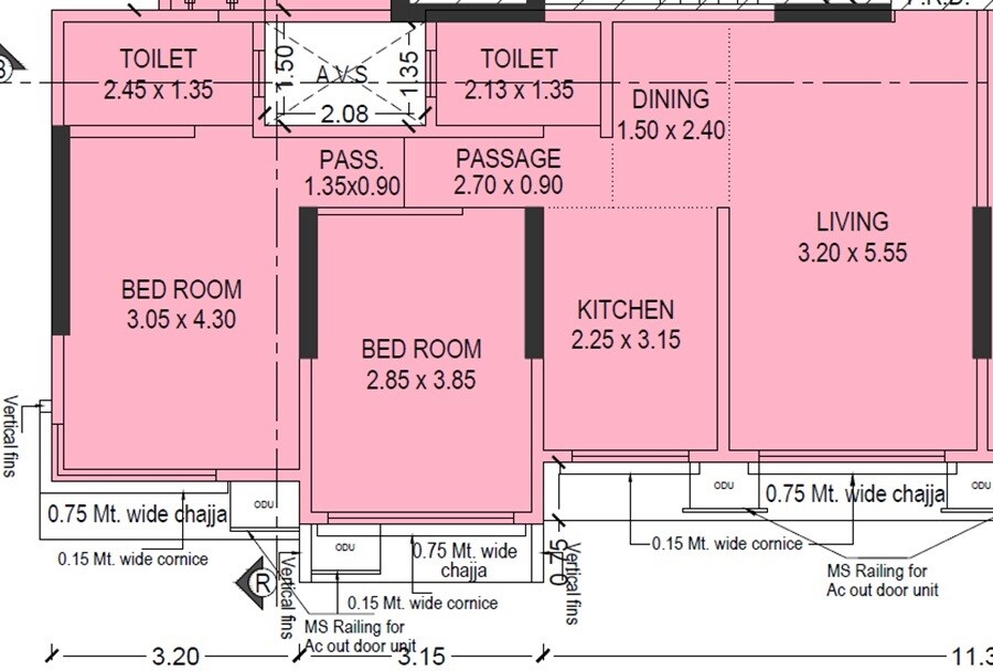 Floor plan of 2 BHK 762 Sq. Ft. Apartment in Navish Bliss, Mumbai