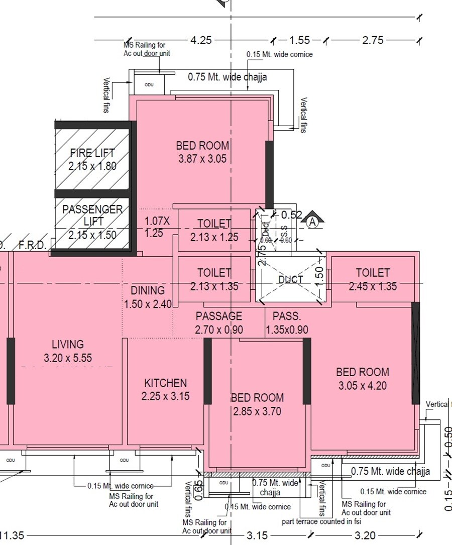 Floor plan of 3 BHK 935 Sq. Ft. Apartment in Navish Bliss, Mumbai