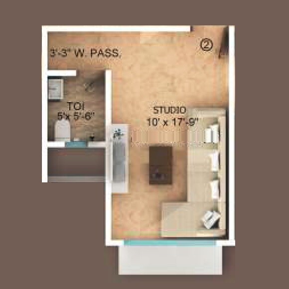 Floor plan of 217 Sq. Ft. Studio in Navkar Ashray, Mumbai