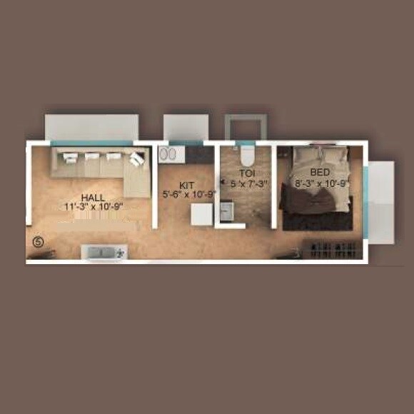 Floor plan of 250 Sq. Ft. Studio in Navkar Ashray, Mumbai