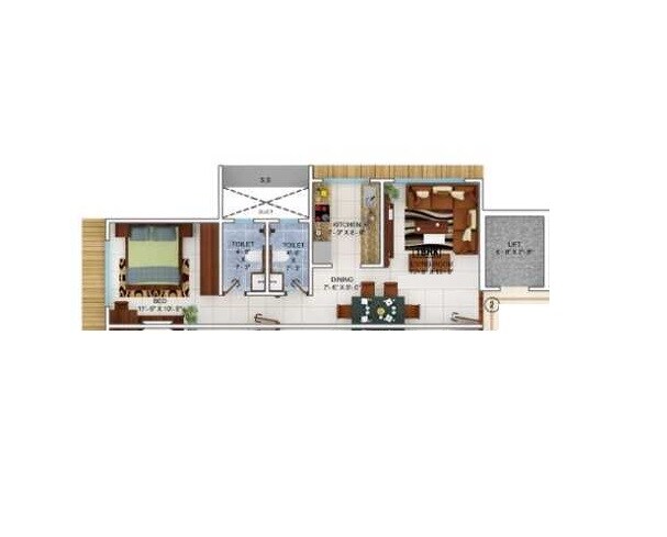 Floor plan of 1 BHK Apartment - 473 sq. ft. in Navkar Atlantis, Mumbai