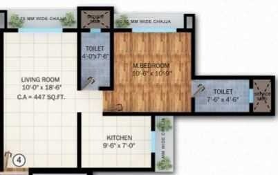 Floor plan of 1 BHK 447 Sq. Ft. Apartment in Navkar Panchavati Greens, Mumbai