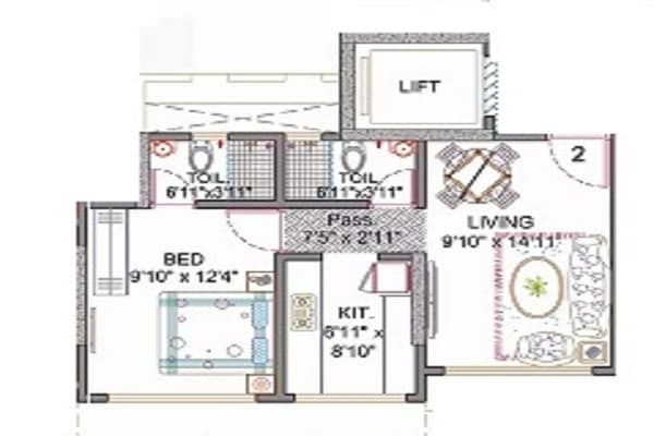 1 BHK 432 Sq. Ft. Apartment