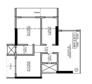 Floor plan of 2 BHK 644 Sq. Ft. Apartment in Navkarmik Shiv Jaya, Mumbai