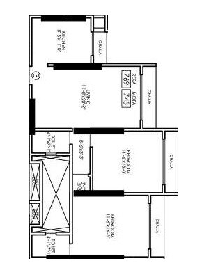 Floor plan of 2 BHK 769 Sq. Ft. Apartment in Navkarmik Shiv Jaya, Mumbai