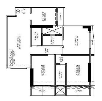 3 BHK 965 Sq. Ft. Apartment