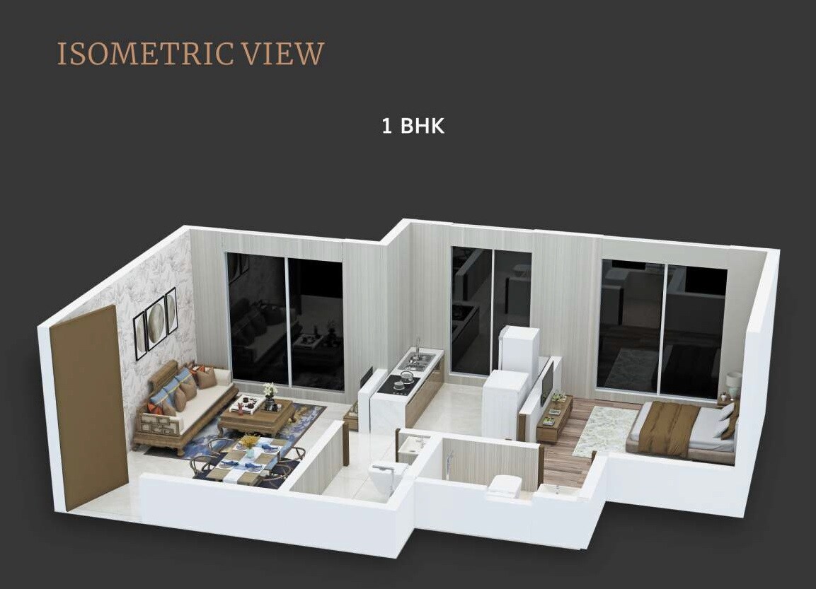 Floor plan of 1 BHK 351 Sq. Ft. Apartment in Navkarmik Shiv Lilam, Mumbai