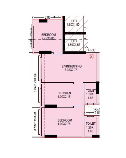 Floor plan of 2 BHK 546 Sq. Ft. Apartment in Navkarmik Shiv Ratnam, Mumbai