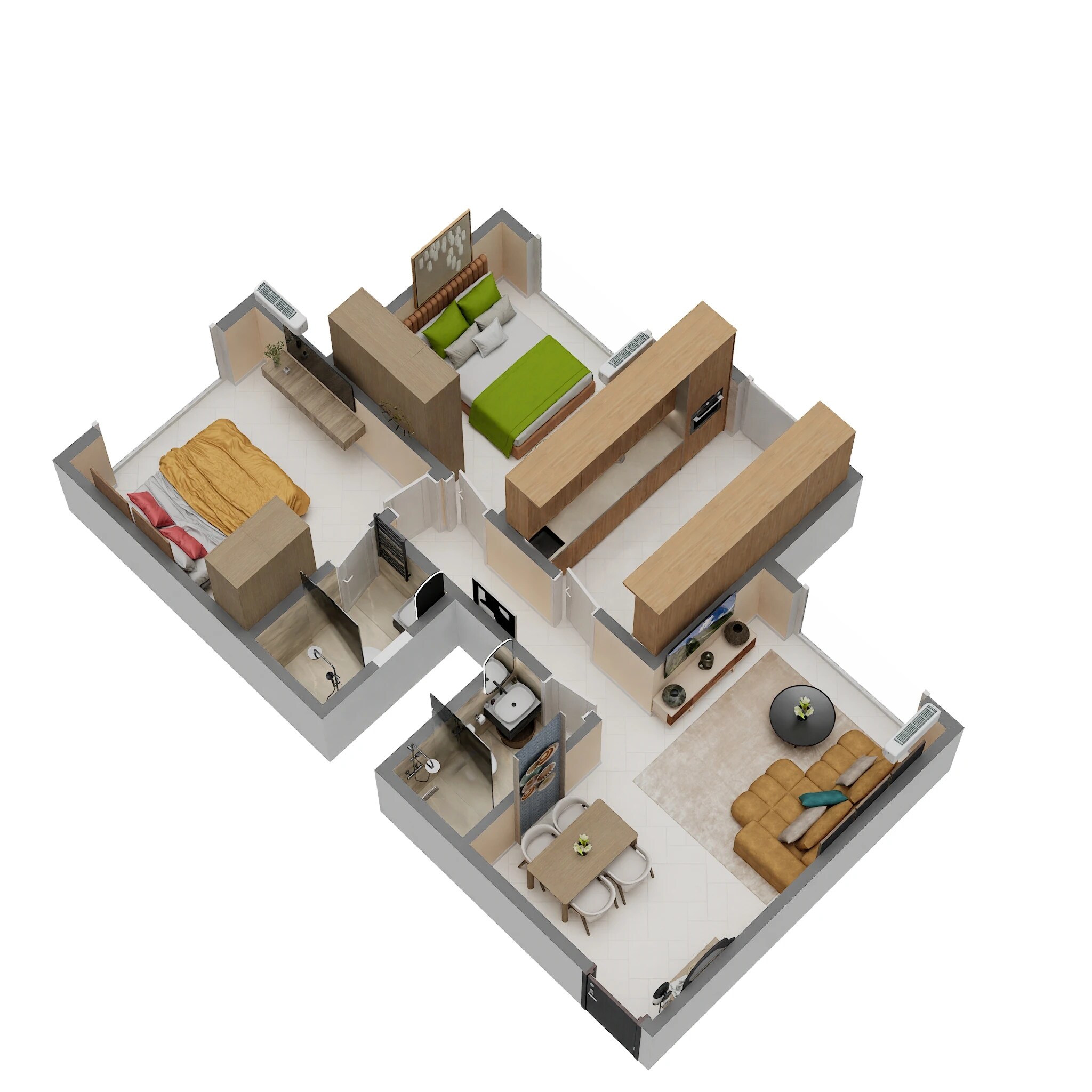 Floor plan of 2 BHK 610 Sq. Ft. Apartment in Navnath Nandikesh, Mumbai