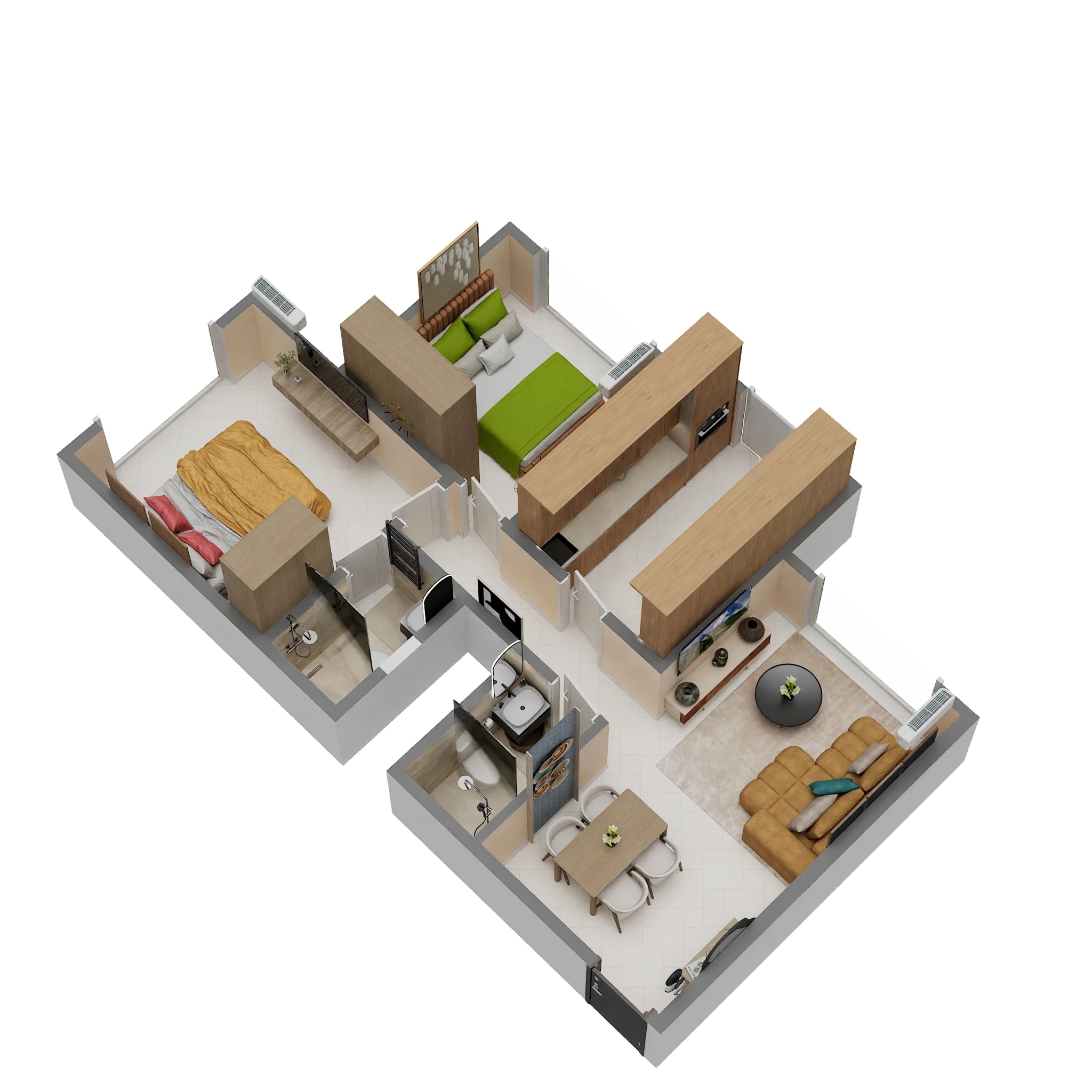 Floor plan of 2 BHK 630 Sq. Ft. Apartment in Navnath Nandikesh, Mumbai