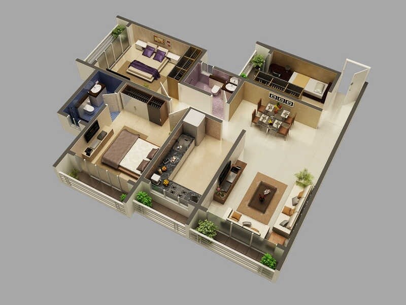 Floor plan of 2 BHK 920 Sq. Ft. Apartment in Neev Amberwood Mumbai, Mumbai