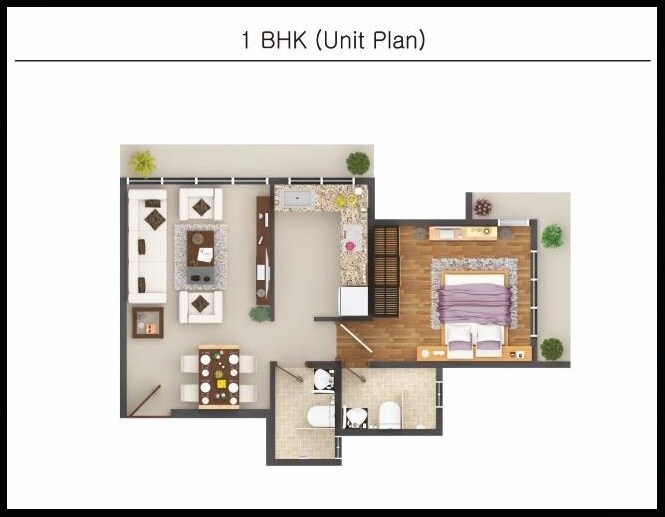 Floor plan of 1 BHK Apartment - 419 sq. ft. in Neev Galaxy, Mumbai