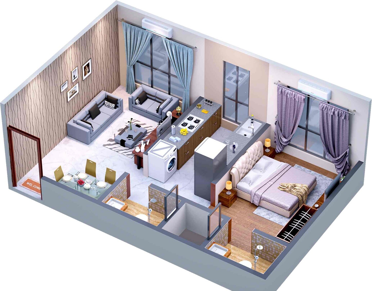 Floor plan of 1 BHK 454 Sq. Ft. Apartment in Neminavkar Dudhreshi, Mumbai