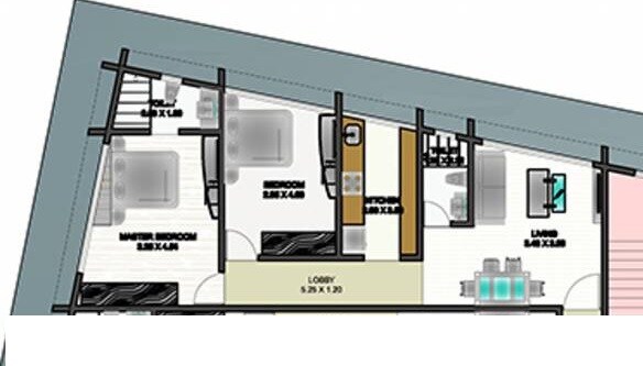 Floor plan of 2 BHK 612 Sq. Ft. Apartment in Neo Amity, Mumbai
