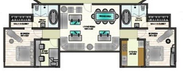 Floor plan of 2 BHK 629 Sq. Ft. Apartment in Neo Clarissa, Mumbai