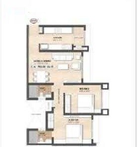 Floor plan of 2 BHK 1125 Sq. Ft. Apartment in Neptune 100 Above, Mumbai