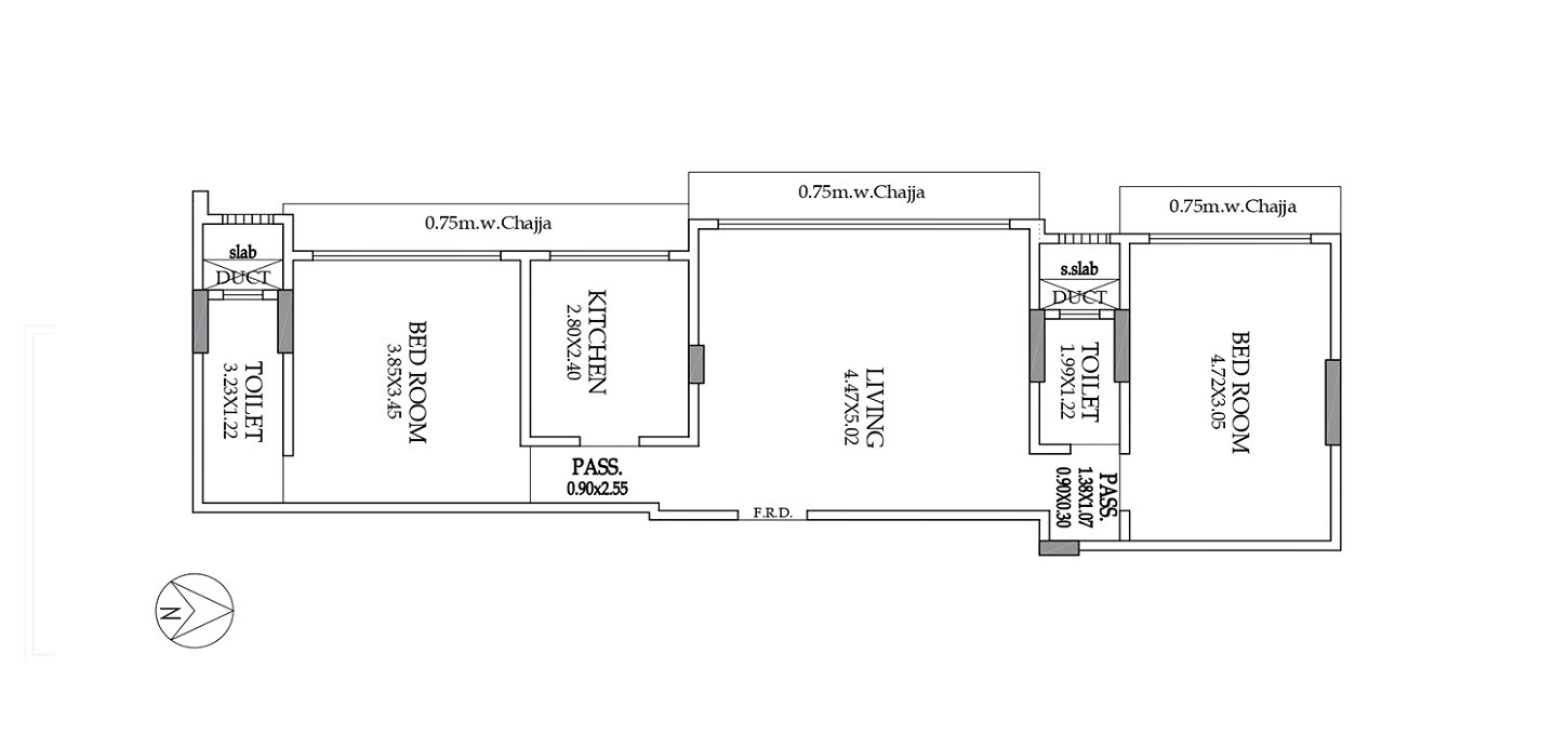 Floor plan of 2 BHK Apartment - 757 sq. ft. in Nestor Tribeca, Mumbai