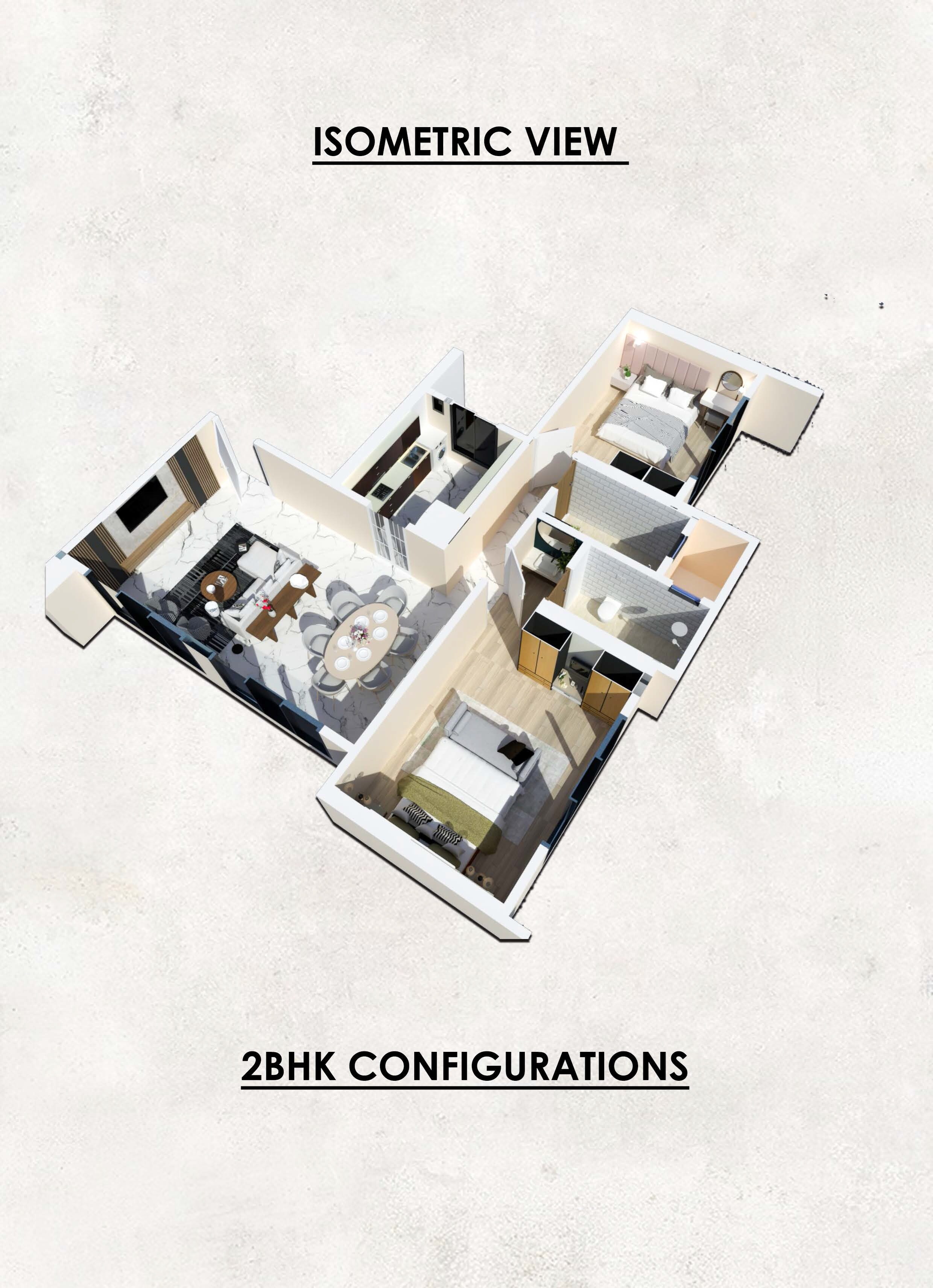 Floor plan of 2 BHK 764 Sq. Ft. Apartment in Nettheim Chirag Heights, Mumbai