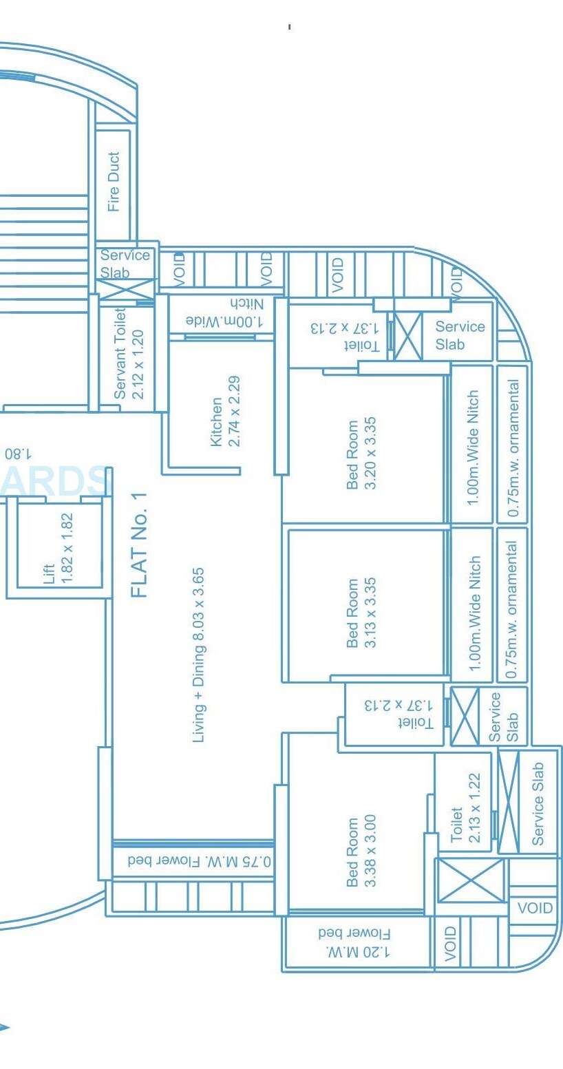 Floor plan of 3 BHK 2121 Sq. Ft. Apartment in Neumec Chandelier Court, Mumbai