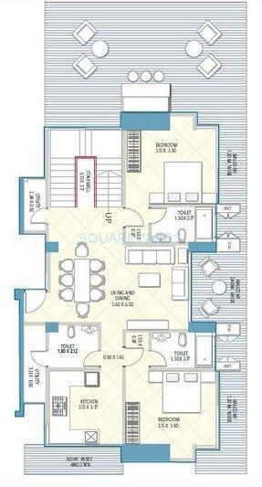 Floor plan of 2 BHK 1629 Sq. Ft. Apartment in Neumec Crescent Aria, Mumbai