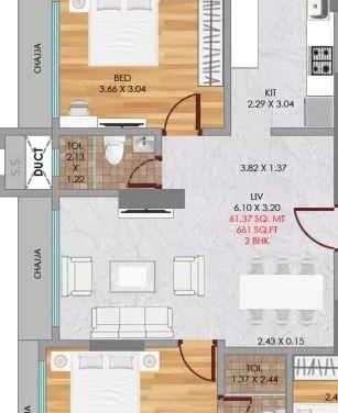 neumec niwara apartment 2 bhk 661sqft 20205909085939