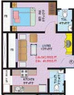 Floor plan of 1 BHK 570 Sq. Ft. Apartment in Neumec Sanskriti, Mumbai