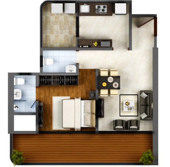 Floor plan of 1 BHK 314 Sq. Ft. Apartment in Neumec Shreeji Towers, Mumbai