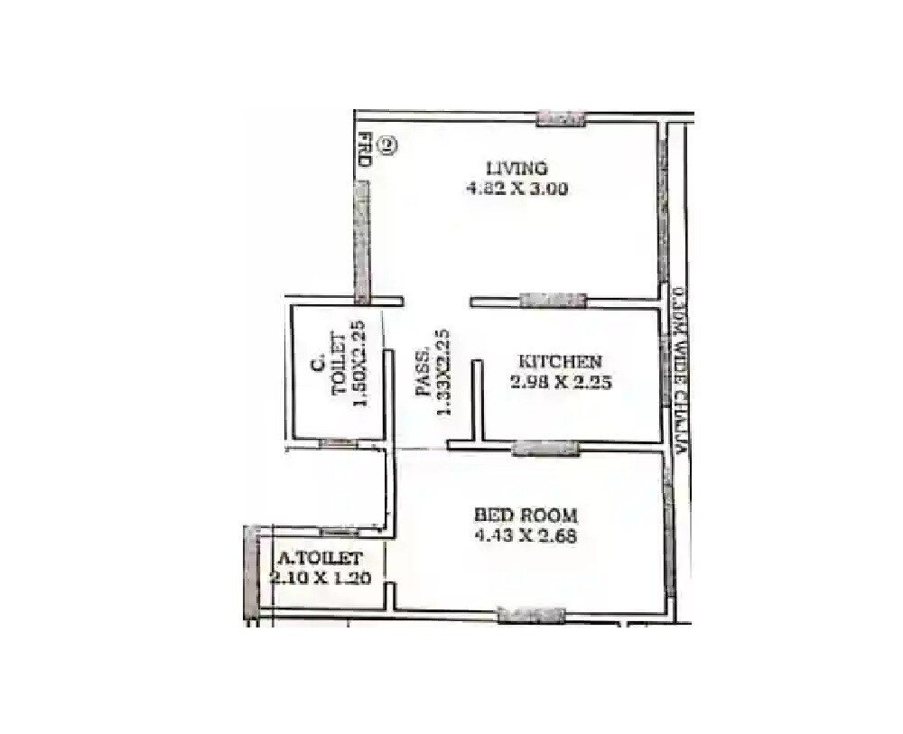 Floor plan of 1 BHK 458 Sq. Ft. Apartment in Neumec Shrushti, Mumbai