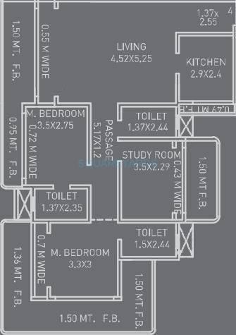 2 BHK 2050 Sq. Ft. Apartment