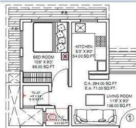Floor plan of 1 BHK 294 Sq. Ft. Apartment in Neumec Venture, Mumbai
