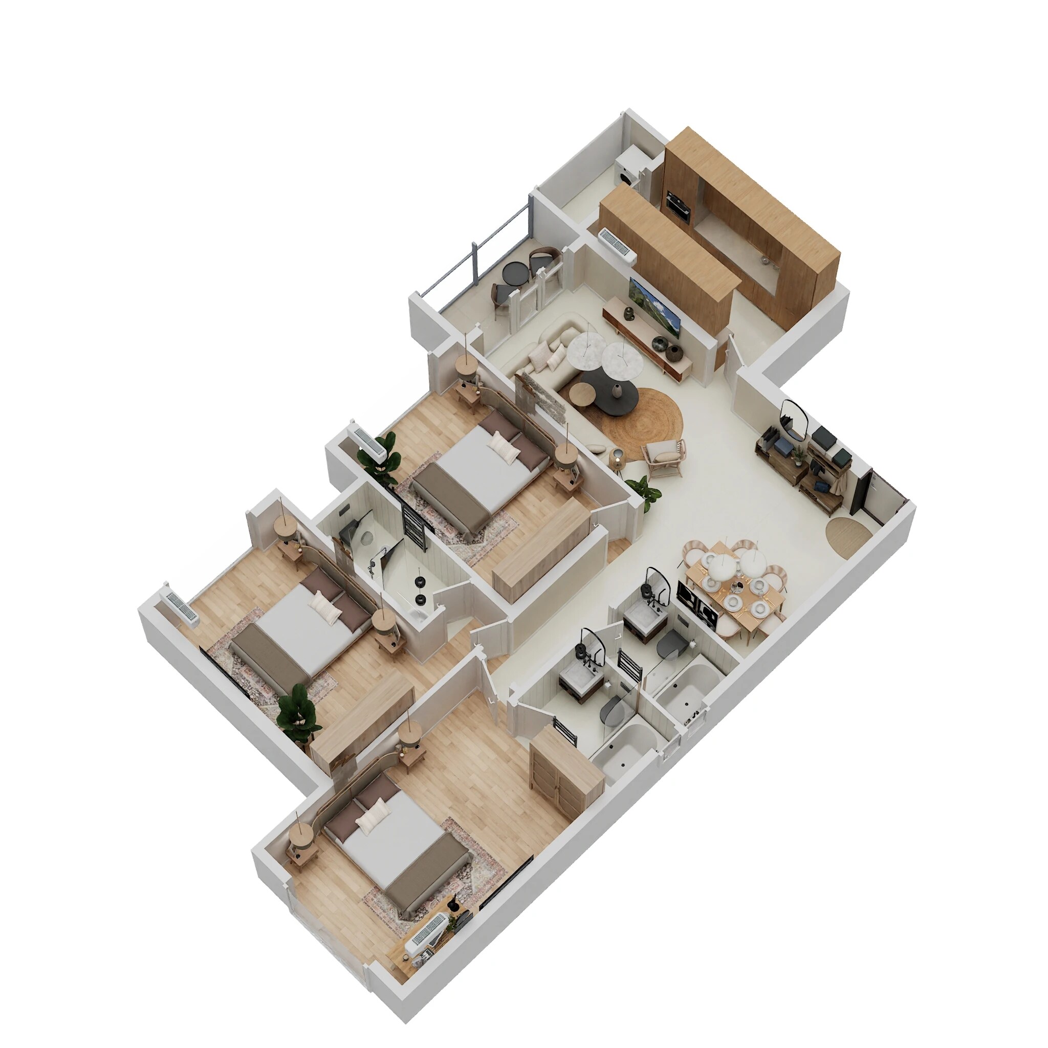 Floor plan of 3 BHK 1170 Sq. Ft. Apartment in New India Kailas Sadan, Mumbai