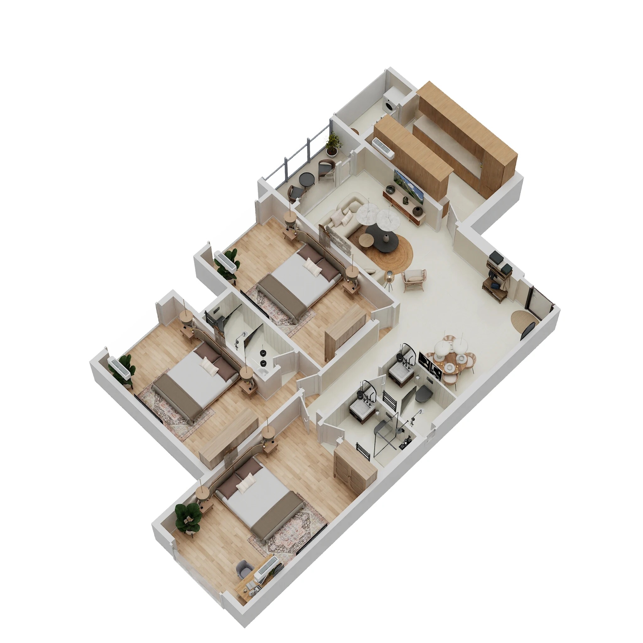 Floor plan of 3 BHK 1220 Sq. Ft. Apartment in New India Kailas Sadan, Mumbai