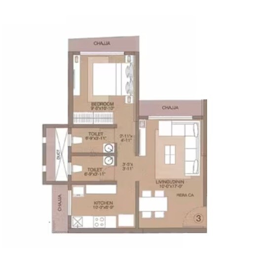 1 BHK 299 Sq. Ft. Apartment