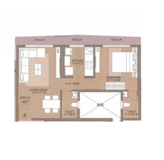 1 BHK 453 Sq. Ft. Apartment