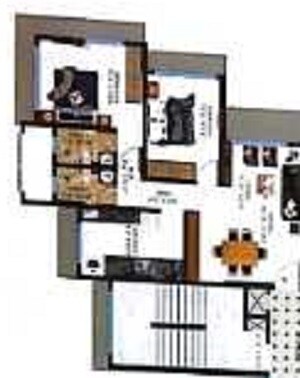 Floor plan of 2 BHK 721 Sq. Ft. Apartment in NHP Anshul Heights, Mumbai