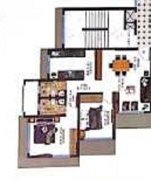 Floor plan of 2 BHK 729 Sq. Ft. Apartment in NHP Anshul Heights, Mumbai