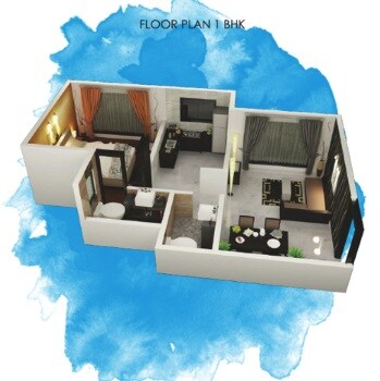 Floor plan of 1 BHK 435 Sq. Ft. Apartment in NIA Parkview, Mumbai