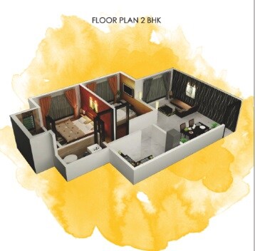 Floor plan of 2 BHK 635 Sq. Ft. Apartment in NIA Parkview, Mumbai