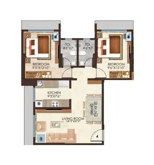 NICCO Keshav Apartments 2 BHK Layout