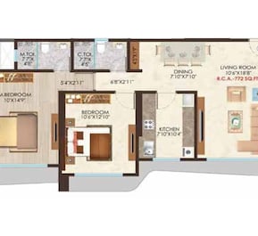 2 BHK 772 Sq. Ft. Apartment in Nicco Residency