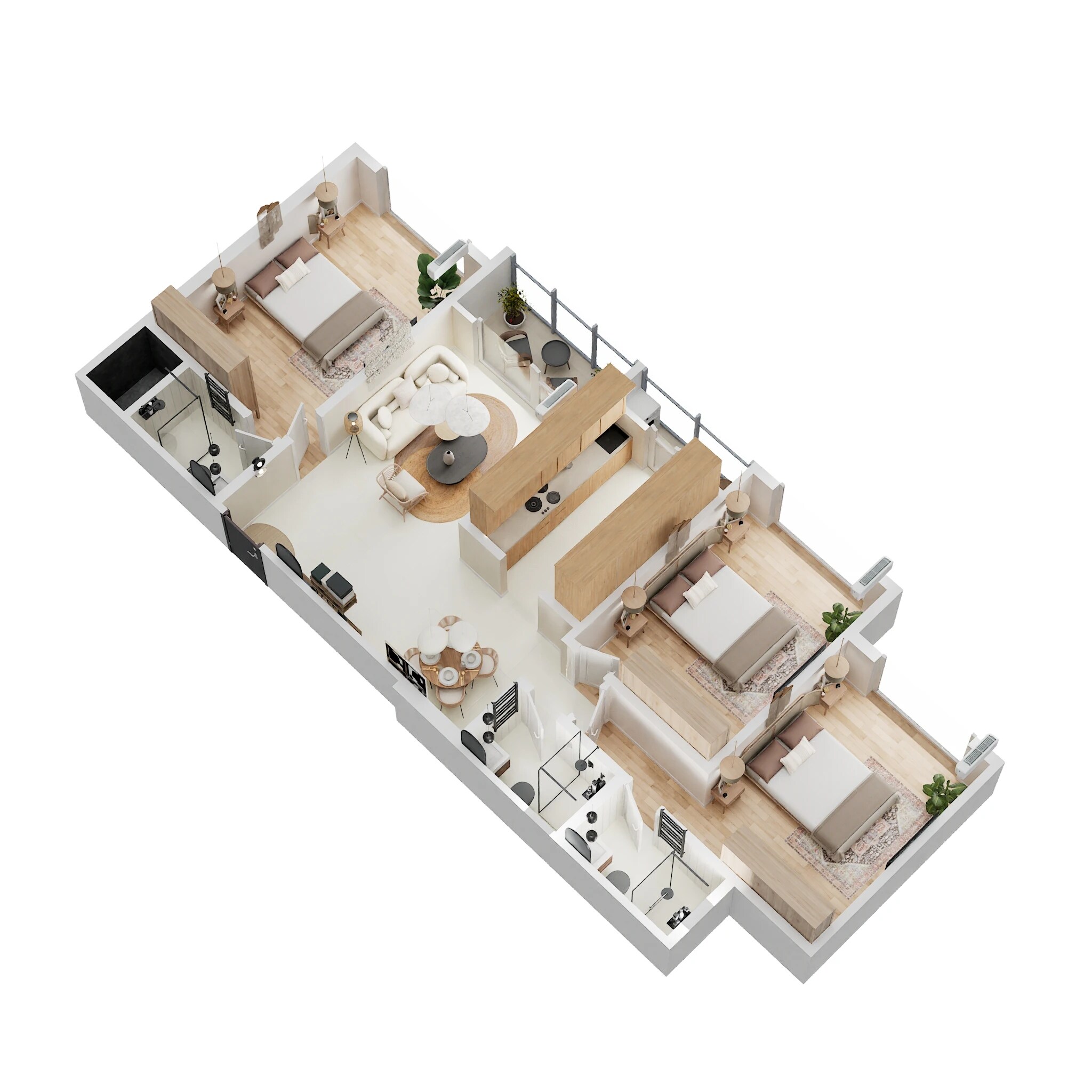 Floor plan of 3 BHK 1035 Sq. Ft. Apartment in Nicco Vanashri Heights, Mumbai