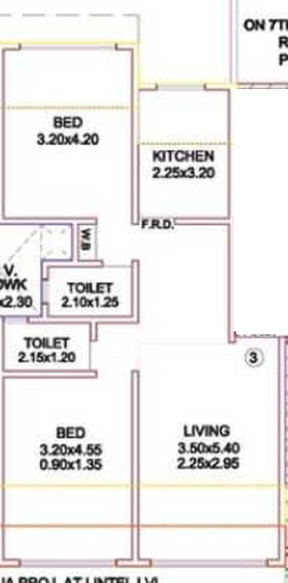 Floor plan of 2 BHK 1224 Sq. Ft. Apartment in Nidhaan Ankur, Mumbai