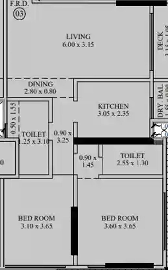 Floor plan of 2 BHK 740 Sq. Ft. Apartment in Nidhaan Girnar Residency, Mumbai