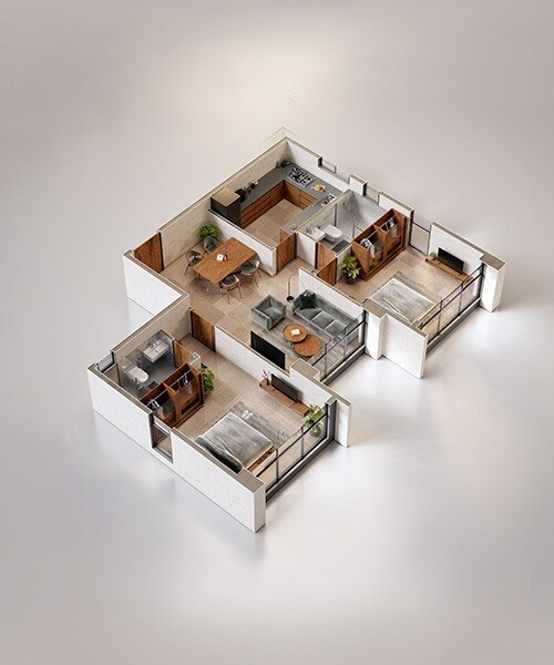 Floor plan of 2 BHK 667 Sq. Ft. Apartment in Nine Ramaa Krishna, Mumbai
