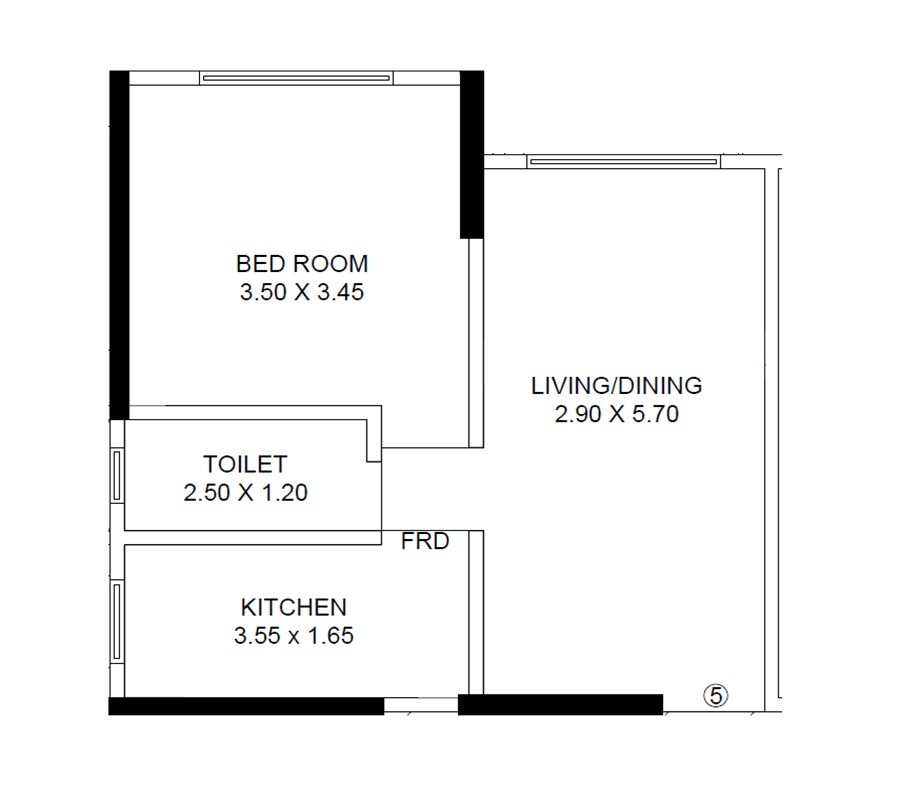 Floor plan of 1 BHK 441 Sq. Ft. Apartment in Nirban Bismillah Crest, Mumbai