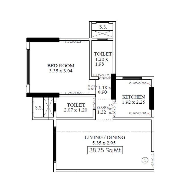 1 BHK 417 Sq. Ft. Apartment