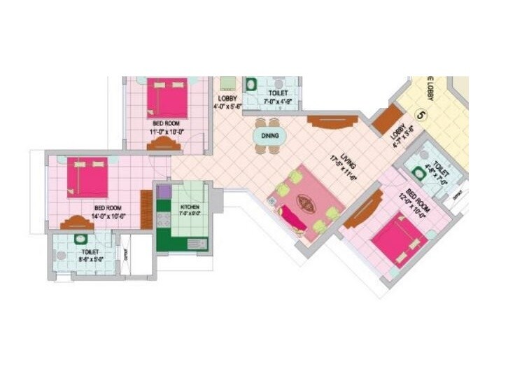 3 BHK 963 Sq. Ft. Apartment