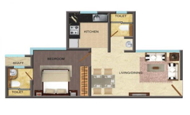 1 BHK 367 Sq. Ft. Apartment